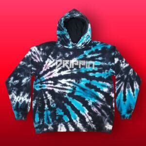 REBEL MINDS Unisex Tie-Dye Embellished "Drippin'" Hoodie RARE - Size L
